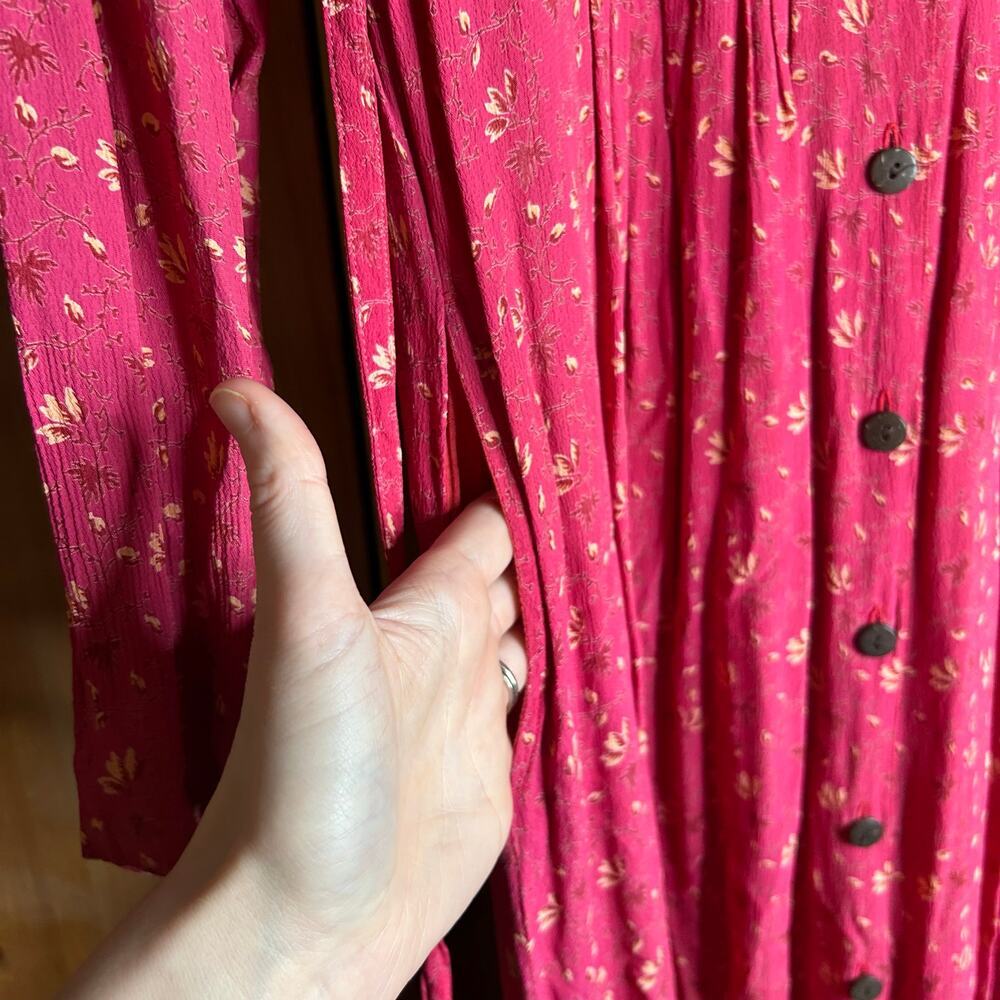 April Cornell Button Front Midi Dress‎ Women’s Medium Cottagecore Prairie Modest - Picture 8 of 11